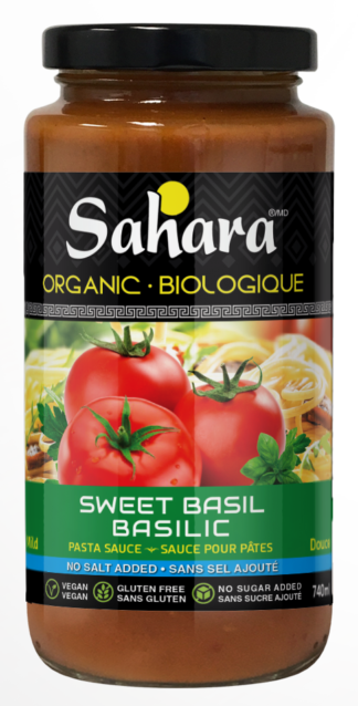 Sahara Organic Basil Pasta Sauce No Sugar or Salt Added - 740ml x 6